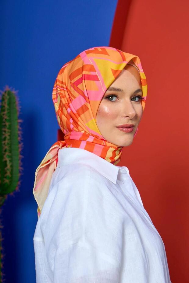 مجموعة مراكش وشاح ناعم برتقالي سلمون 1208-15