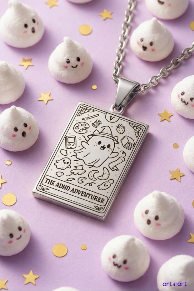 The Adhd Adventurer Tarot Necklace | Silver Color Stainless Steel Necklace