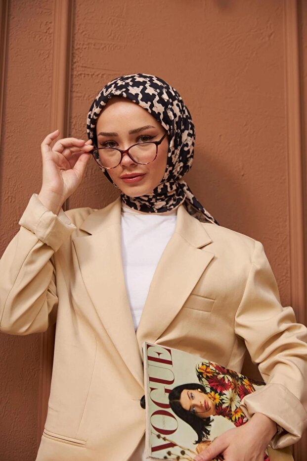 وشاح ناعم من Aura Houndstooth باللون الأسود والوردي 1155-12