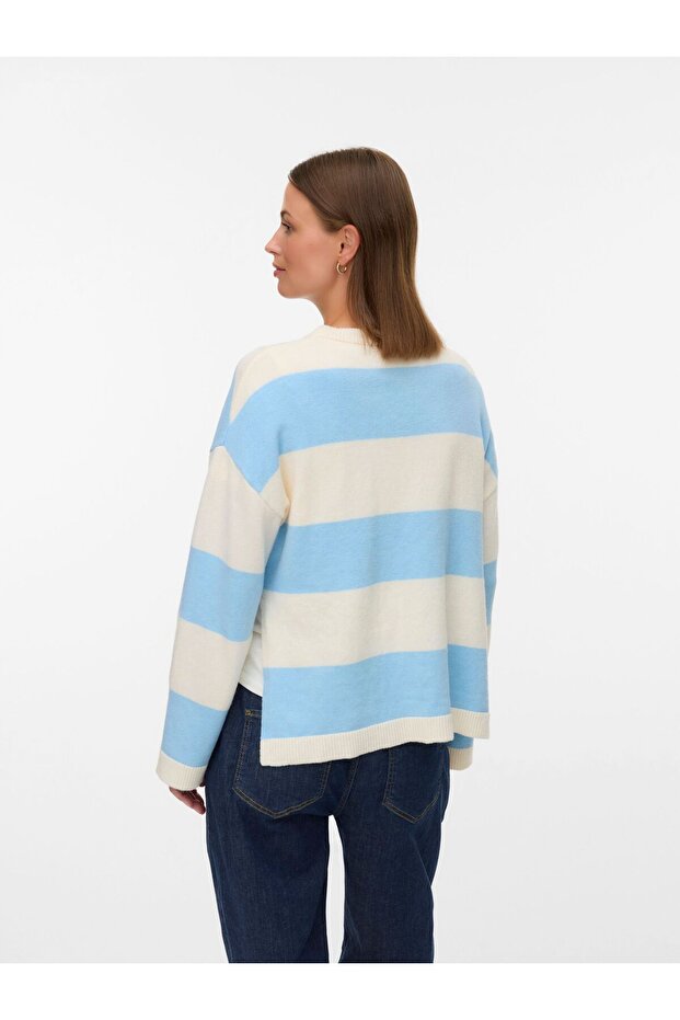 Strickpullover Normal geschnitten Rundhals Weite Ärmel Pullover - 3