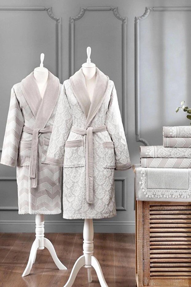Cotton 7 Piece Family Bathrobe Set-Tappeto Cream-Cream