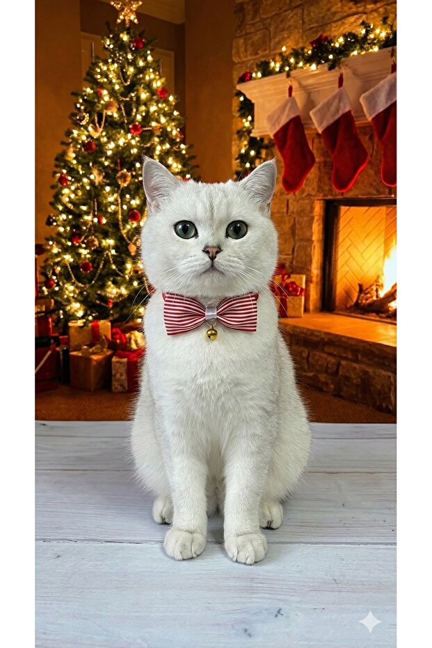 Christmas Themed Red Striped Cat and Small Breed Dog Collar