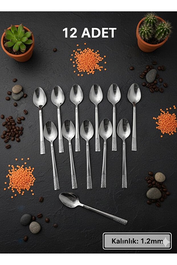 HASIR MODEL ÇAY KAŞIĞI 12 ADET - 1