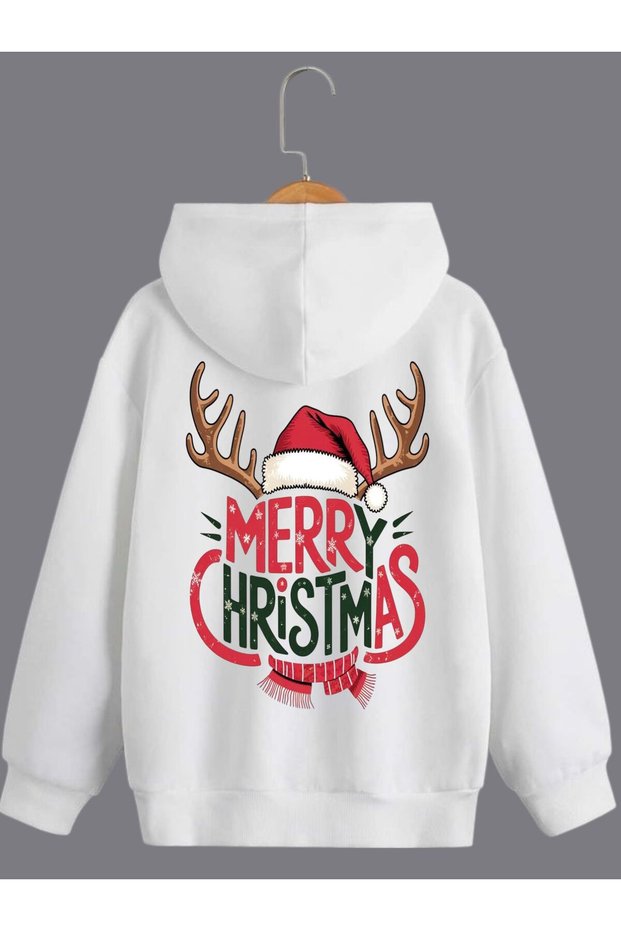 New Season Christmas Printed 3-Ply Cotton Cap Hooded Eatshirts