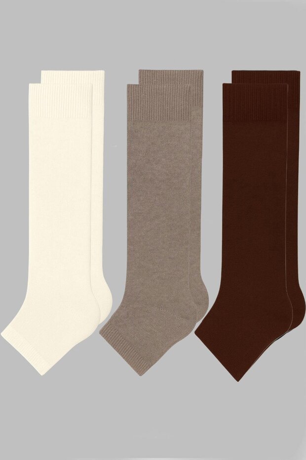 3 Pairs of Toeless Basic Cotton Yoga Leggings