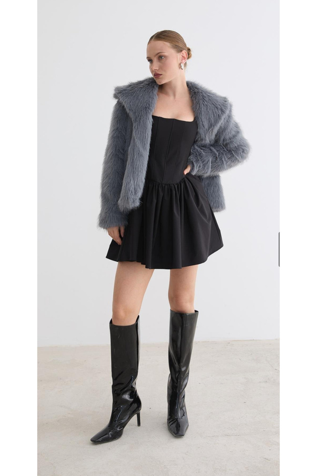 Women's Zr Model Midi Length Soft Artificial Faux Fur Coat