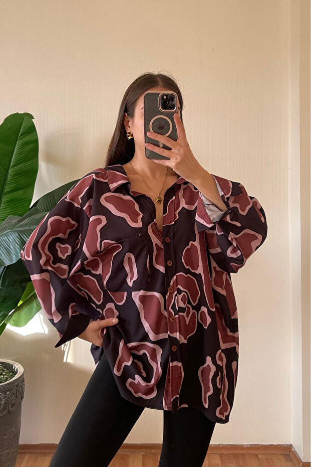 قميص نسائي طويل ذو نمط قصة فضفاضة - 6