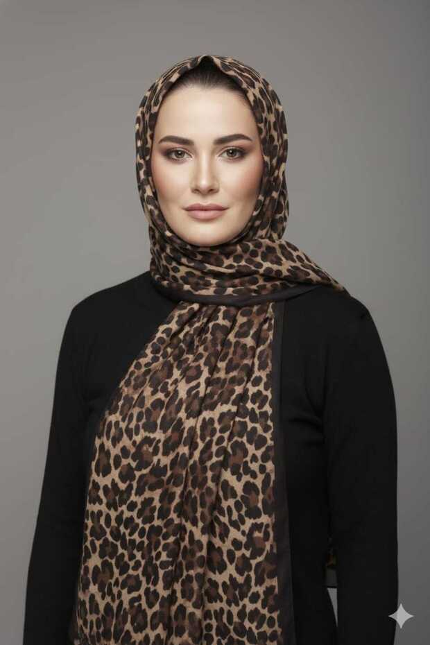 Leopard Patterned Soft Shawl - 1