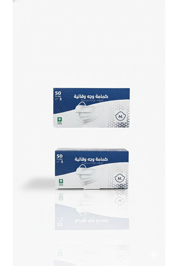 كمامات وجة طبية ابيض 2 علبه White medical face masks, 2 boxes