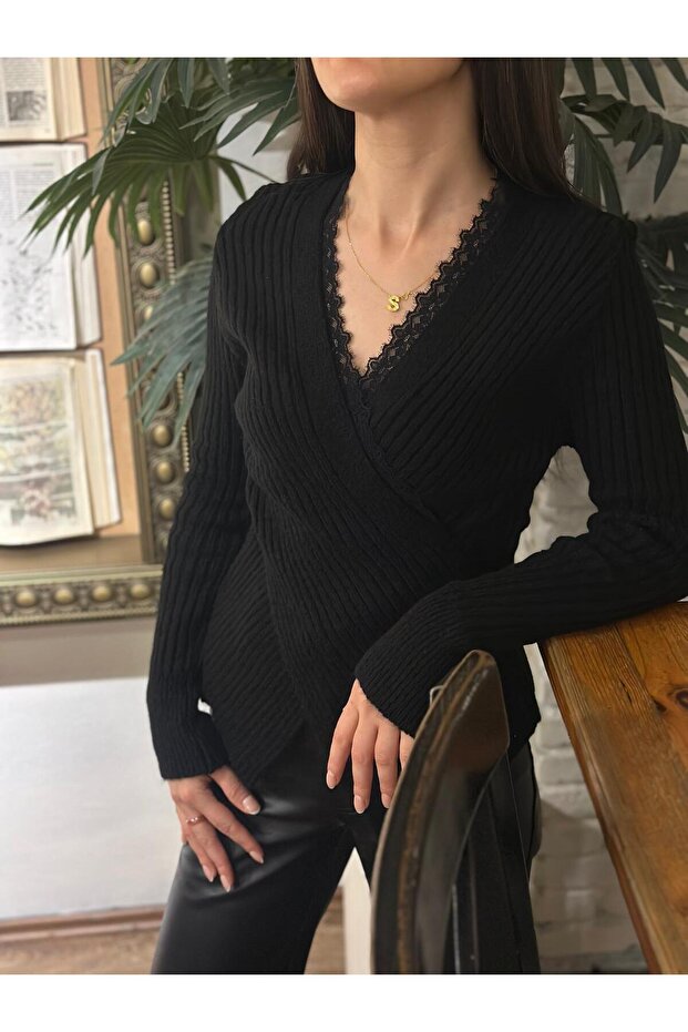 siyah v yaka triko - 1