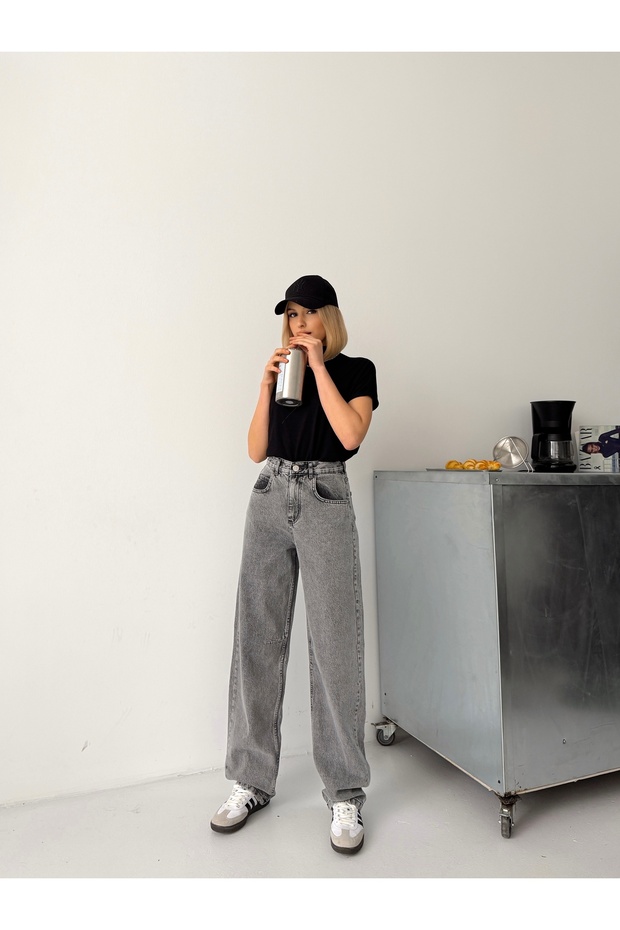 Back Belt with Buckle Detail Baggy Loose Legs
