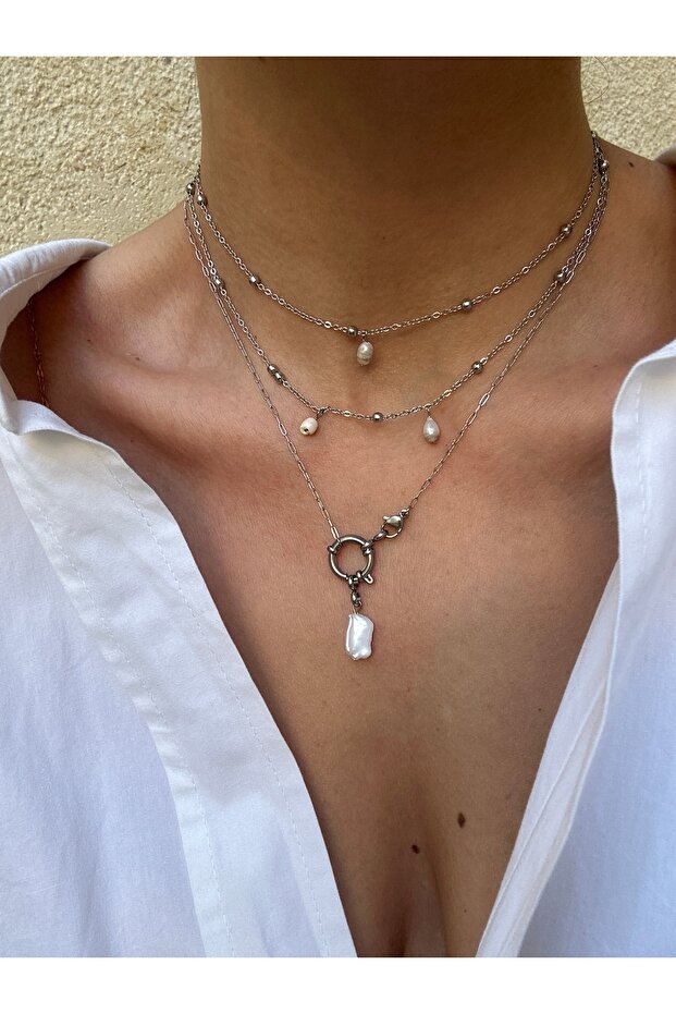 Real Baroque Pearl Stainless Steel Necklace