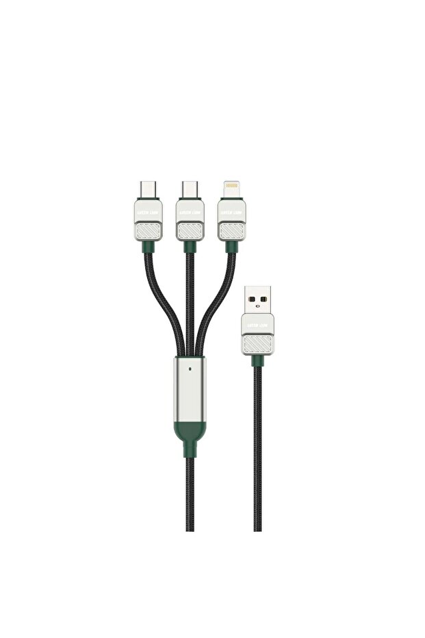 3-in-1 Braided USB-A to USB-C & Lightning Cable 1.2M – Fast Charging & 480Mbps Sync