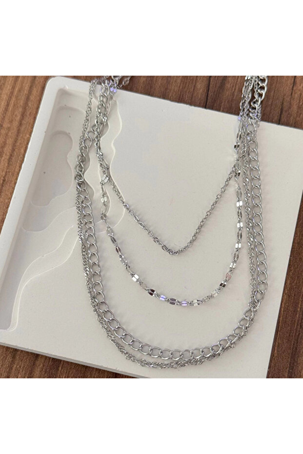 Quadruple Chain Necklace Silver