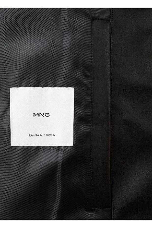 Deri görünümlü cepli ceket - 8