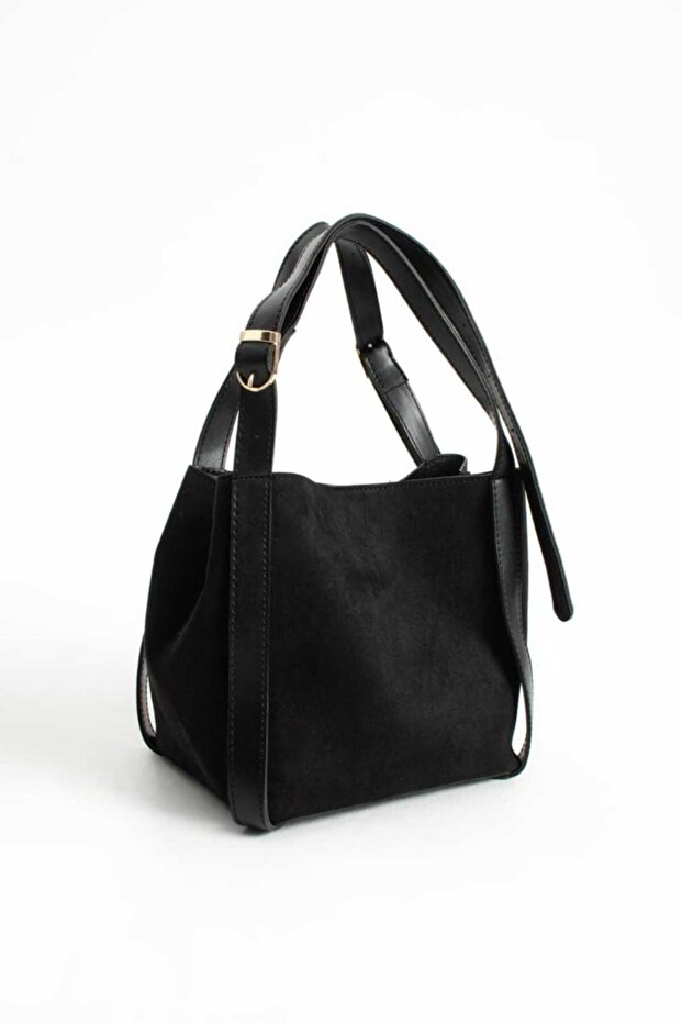 Women's Large Size Suede Shoulder Bag Black