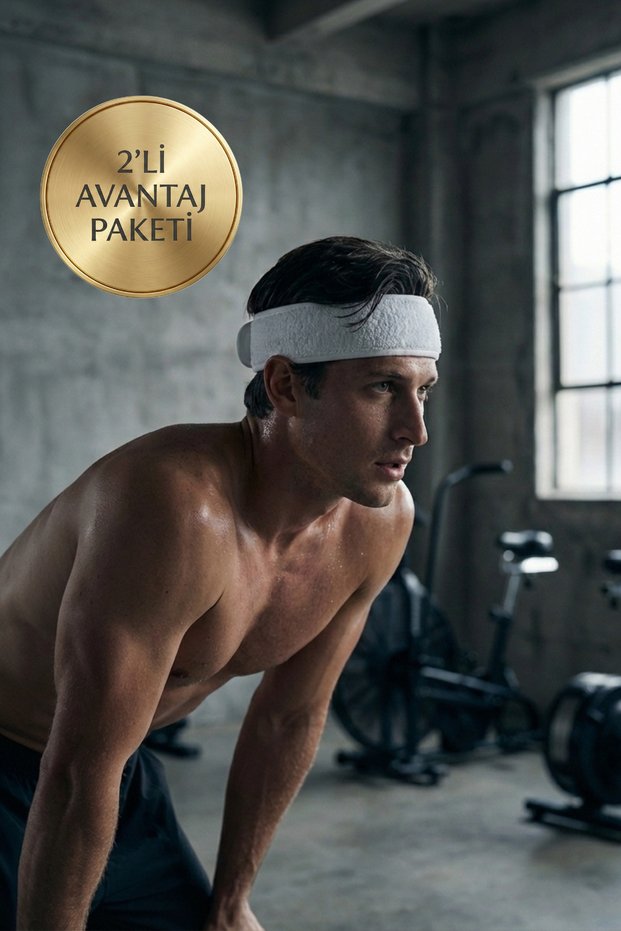 2-Pack Men's Sports Hair and Sweat Band - Adjustable Velcro Non-Slip Headband Football Fitness Tennis Gym
