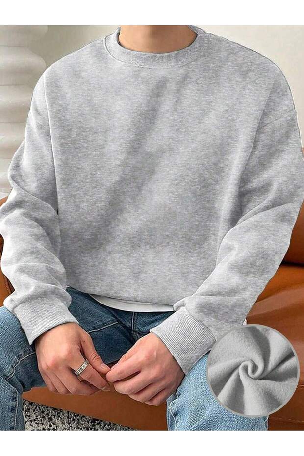 Erkek Bisiklet Yaka Sweatshirt - 1