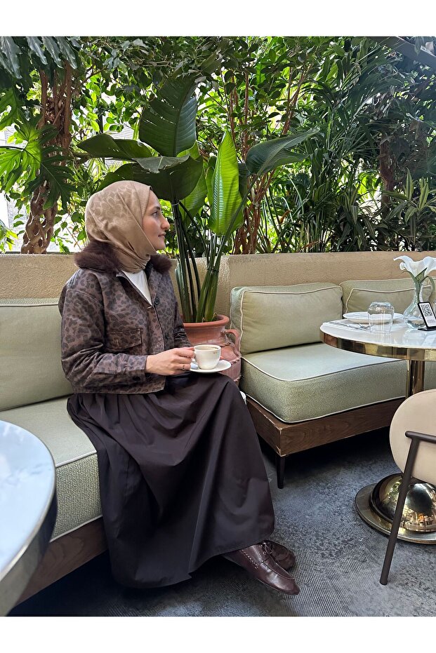 LEOPAR YAKALI KÜRK CEKET - 1