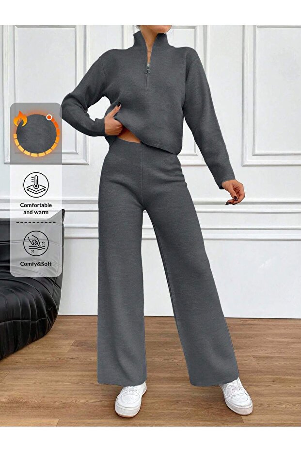 طقم تريكو بسحاب مكون من قطعتين - 1