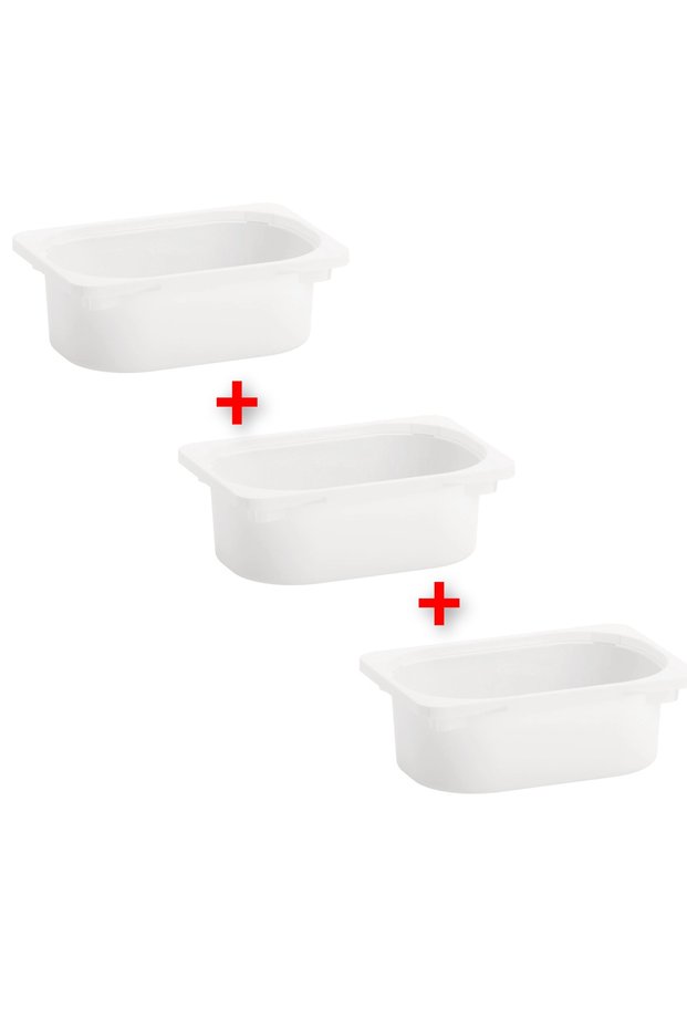 Qui̇ck 3 Plastic Storage Box 20X30X10 cm Set of 3 Organizer Box White Color Organizer