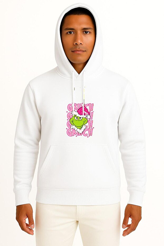 Hooded Grinch Chest Printed Unisex Sweatshirt