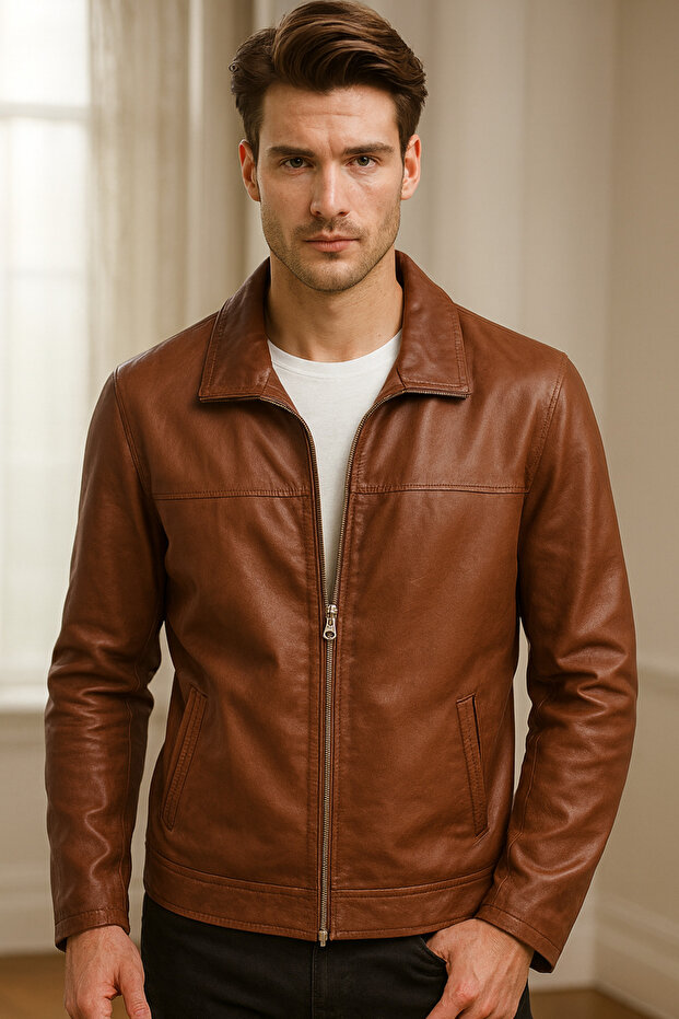 Brown Color Double Sided Premium Custom Design Genuine Leather Jacket