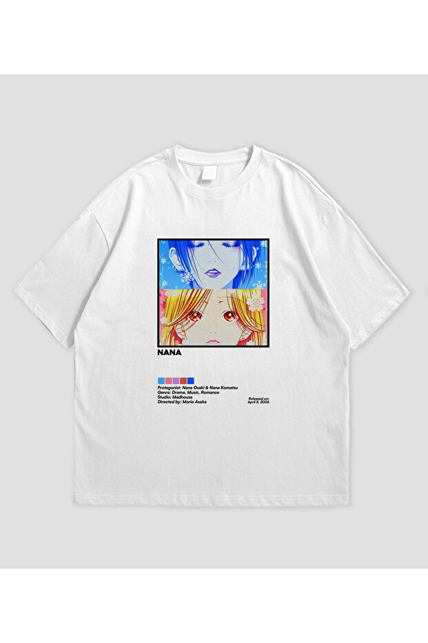 Nana Anime Printed White Oversize T-Shirt Unisex 100% Cotton Crew Neck T-Shirt
