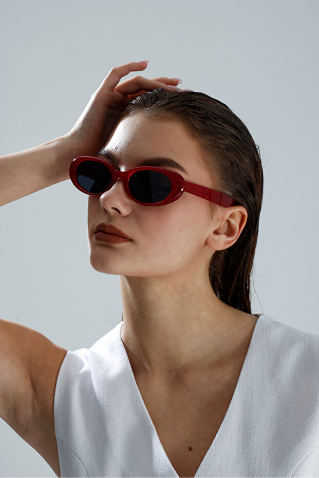 Off-White Cat Eye Burgundy Framed Sunglasses Uv Protected