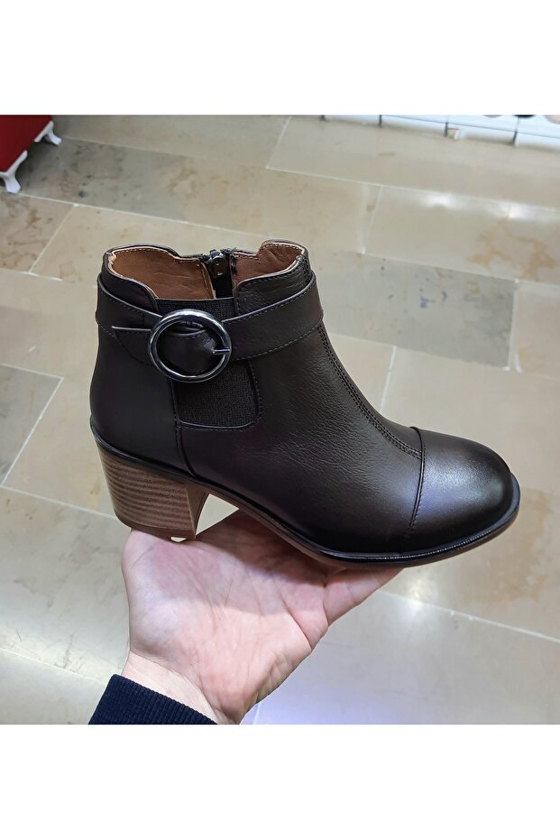 Women's Genuine Leather Orthopedic Thick Heel Non-Slip Rubber Sole Stylish, Comfortable, Daily Boots