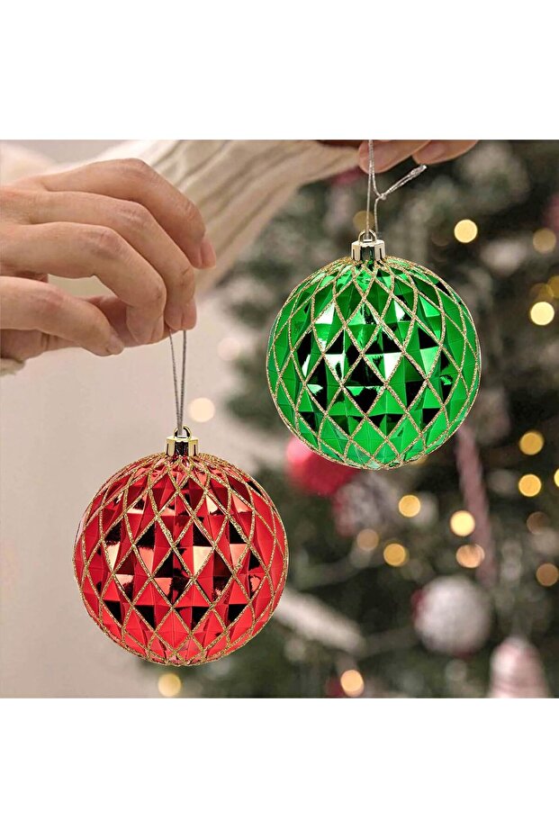 Green Christmas Ball Ornaments Peppermint Xmas Tree Home & HolidayFun Decor Pack of 4