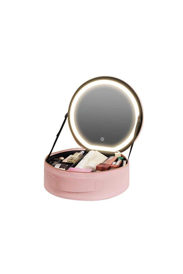 Makeup Organizer with 4K Mirror & LED Lighting
