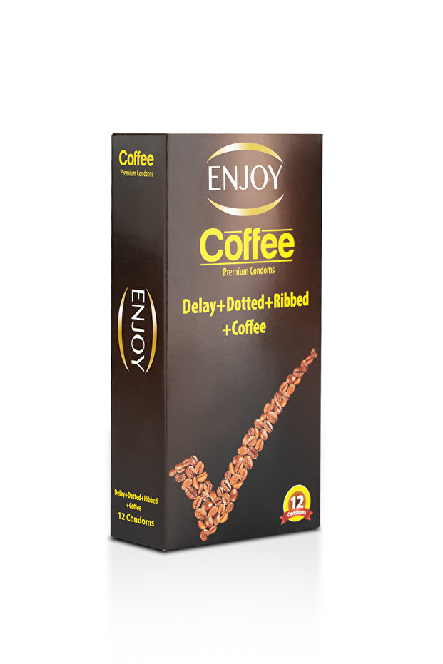 Coffee Premium Condoms 12 pcs – Delay, Dotted, Ribbed Textures, Coffee Essence Prolonged Performance