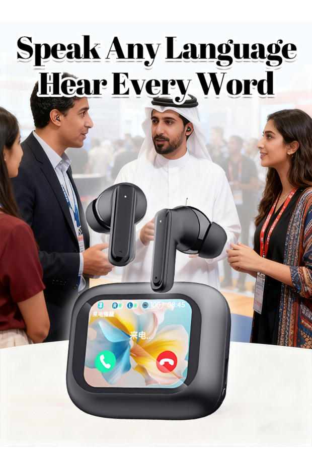ANC Bluetooth Earbuds with Touchscreen: Real-Time Translation for Business & Travel