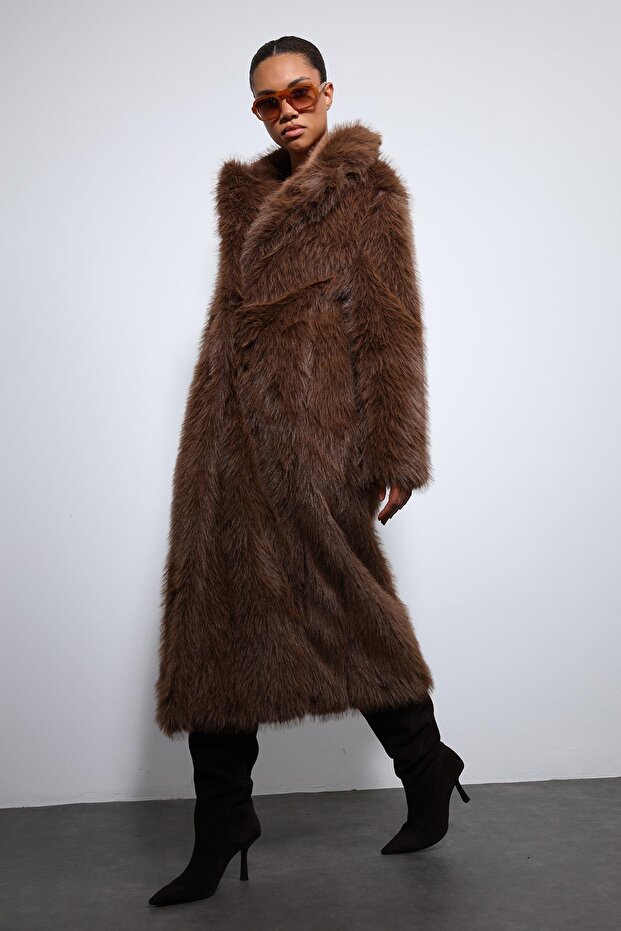 Brown Faux Fur Long Coat