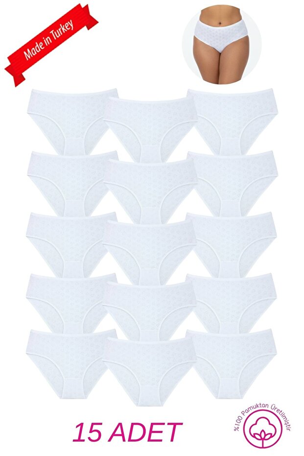 Private Pink 15 Pieces Soft Textured 100% Cotton Bato Panties Set- Heart Patterned Breathable Daily Panties