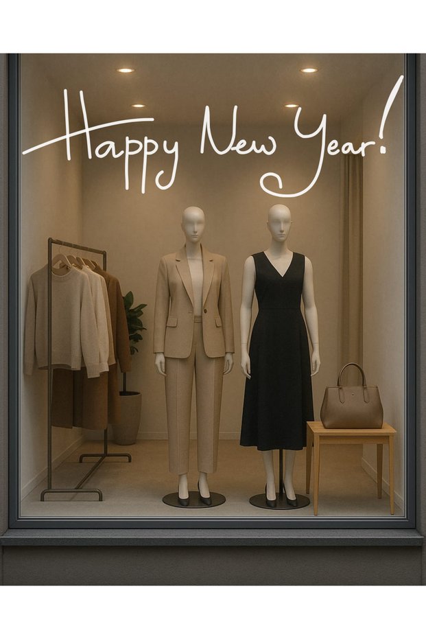 Happy New Year Text Sticker 50*25 Compatible with Car, Auto, Laptop, Glass
