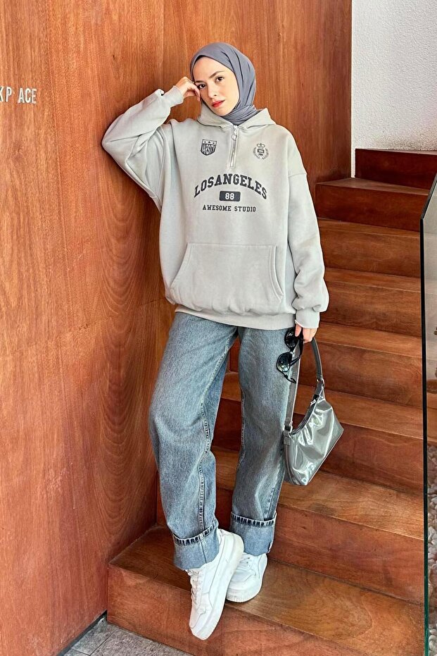 Half zipper los angeles sweat gray