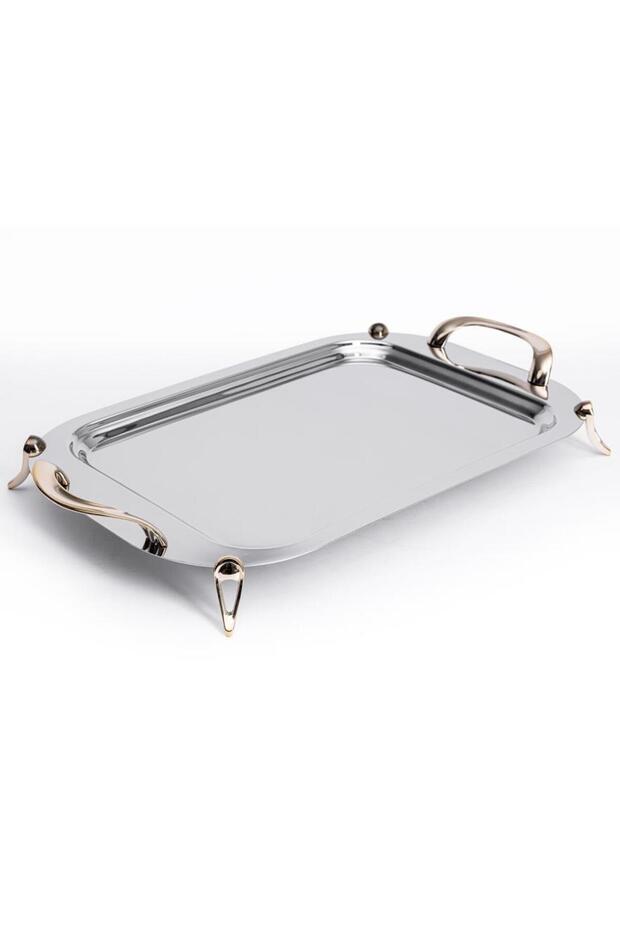 Aqua Footed Stainless Steel Tray Gold