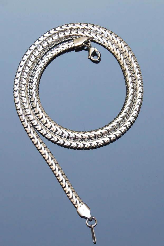 Steel Italian Braided Chain Necklace 5 mm Silver Color | Non-Tarnishing, Unisex, 2 Years Warranty