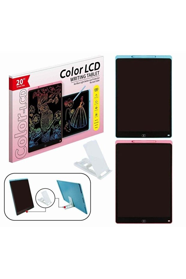 لوح كتابة LCD ملون مقاس 20 بوصة - لوحة رسم ورسومات للأطفال