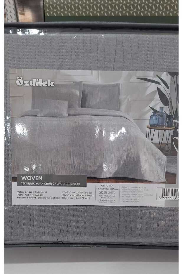 Bedspread Woven Gray Single Size - 1