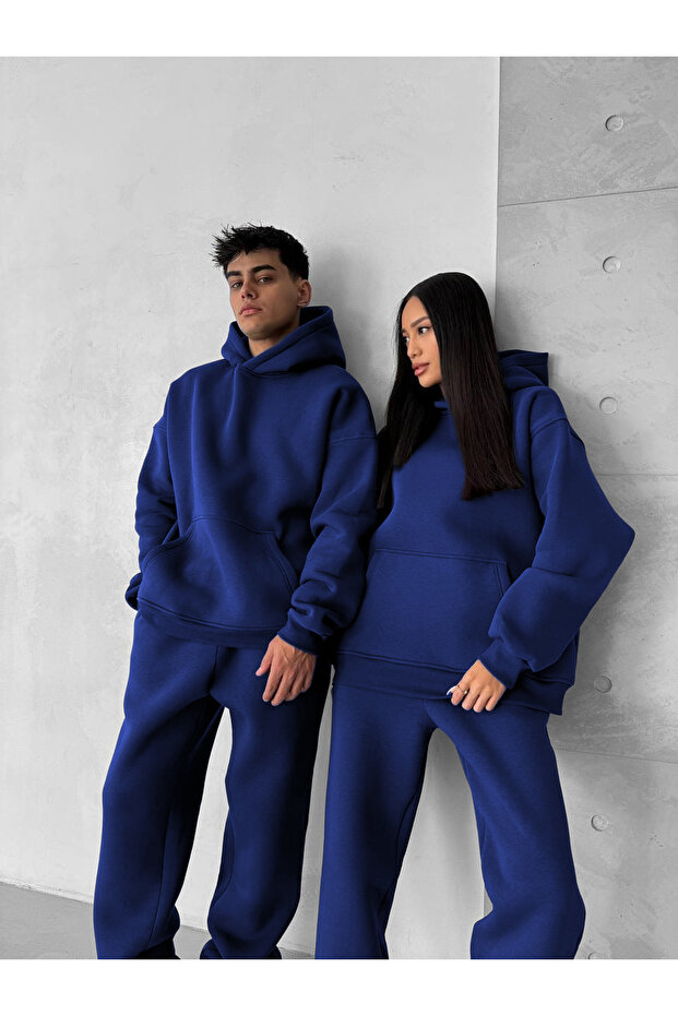Çiftlere Özel Basic Oversize Kapşonlu Eşofman Takımı(TEKLİ) - 3