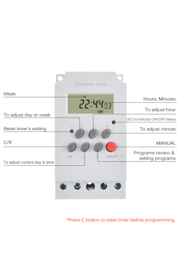 AC 220V 25A Din Programmable Electronic Digital Timer Switch - 3
