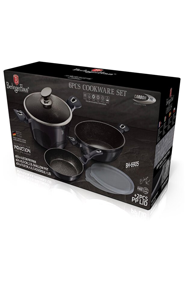 BH-6905 Carbon 6 Parça Granit Cookware Set - 1