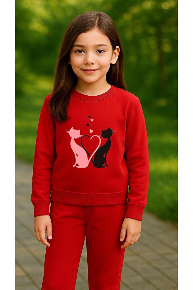 Team Sweatshirt Pink Black Cat Ba Printed Iz Boys Crew Neck3 4-5-6-7-8-9-10-11-12Years