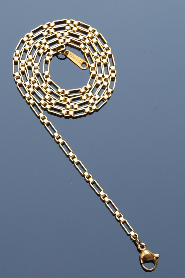 Steel Italian Cube Rectangle Chain Necklace 2 mm Gold Color | Non-Tarnishing, Unisex, 2-Year Warranty