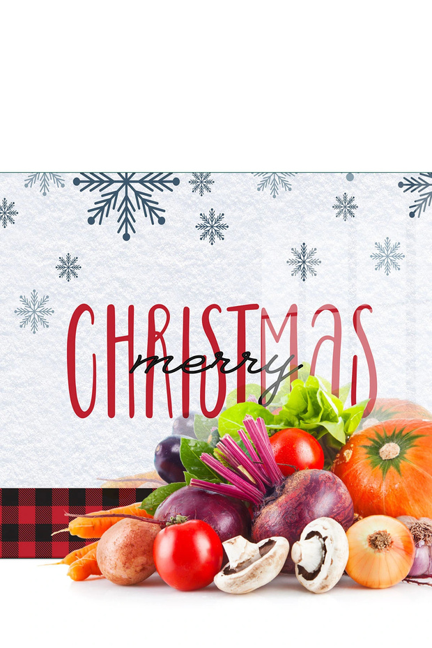 Glass Cutting Board and Serving Bowl Christmas Winter New Year Patterned 20 X 30 cm