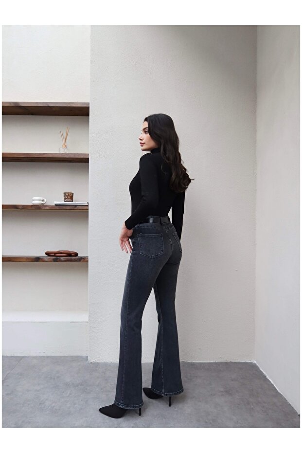 Antrasit İspanyol Paça Jean - 3