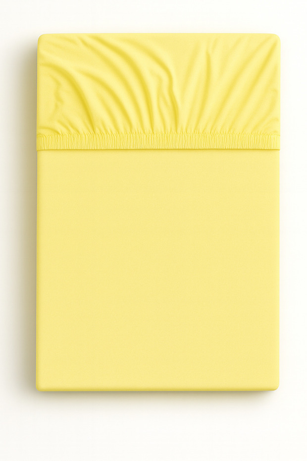Elastic Fitted Sheet Set Double Size Fitted Fabric Sheet Yellow